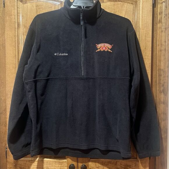 Columbia 1/2 Zip Pullover Fleece Black Size LARGE L Mens Clothing Chivas Regal - Picture 1 of 7